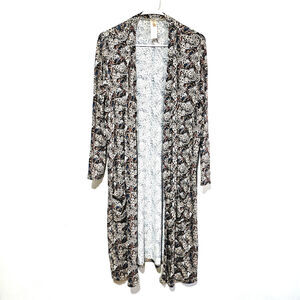 Retreat Rhon da Shear Duster Cardigan Sz M Butterfly Long Pockets Boho Casual